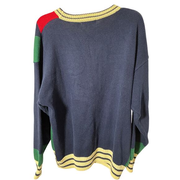 Vintage 90s Cotton Traders Golf Crewneck Sweater Mens Large Multi Argyle - Picture 2 of 6